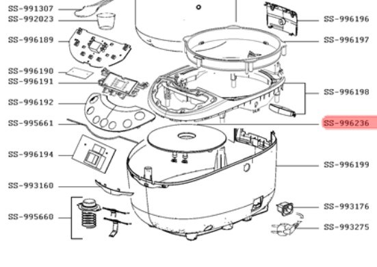 Нагревательный элемент (ТЭН) мультиварки Moulinex SS-996236