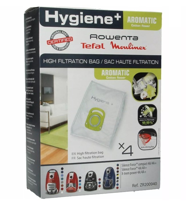 Комплект мешков (4шт.) для пылесоса Rowenta HYGIENE+ Aromatic, ZR200940 original1