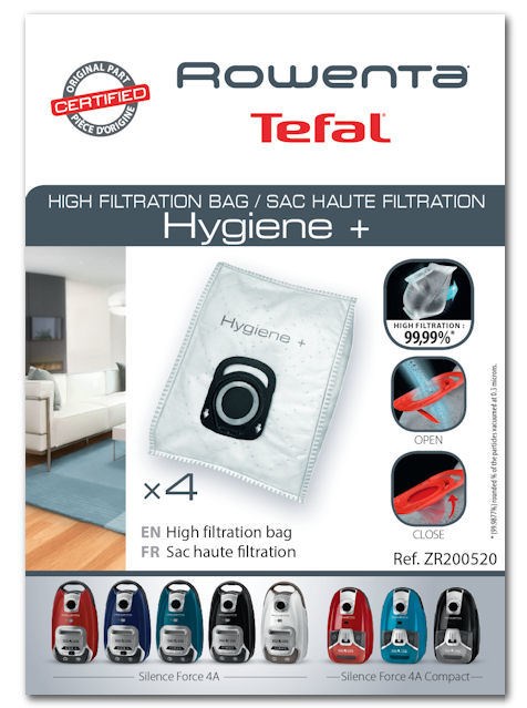Набор мешков Hygiene+ (4шт) для пылесоса Rowenta ZR200520 original1