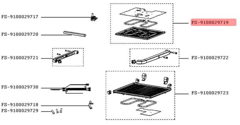 Панель для смаження в зборі з теном для електрогриля Tefal (верхня) FS-9100029719