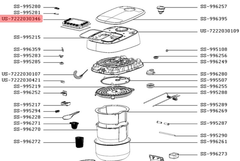 Плата управления для мультиварки Tefal US-7222030346