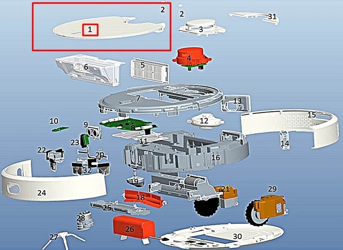 Крышка верхняя для робота пылесоса Xiaomi Mi Robot Vacuum C015300000700
